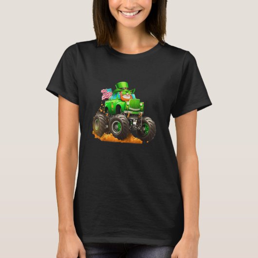 St Patricks Day Leprechaun Monster Truck Lucky Boy T-Shirt (Vorderseite)