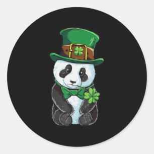 St Patricks Day Leprechaun Panda Irish Kleeblatt Runder Aufkleber