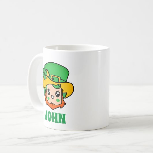 St. Patrick's Day Leprechaun Personalisierter Name Kaffeetasse (Vorderseite Links)