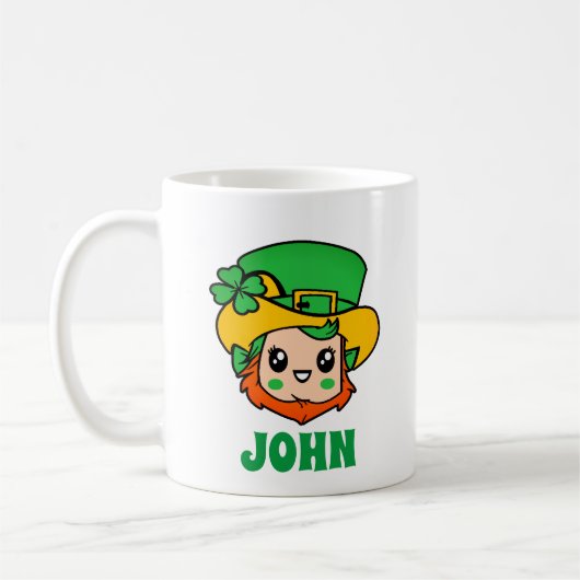 St. Patrick's Day Leprechaun Personalisierter Name Kaffeetasse (Links)