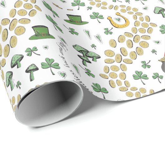 St. Patrick's Day Leprechaun Pot of Gold Geschenkpapier (Rolleneckpunkt)