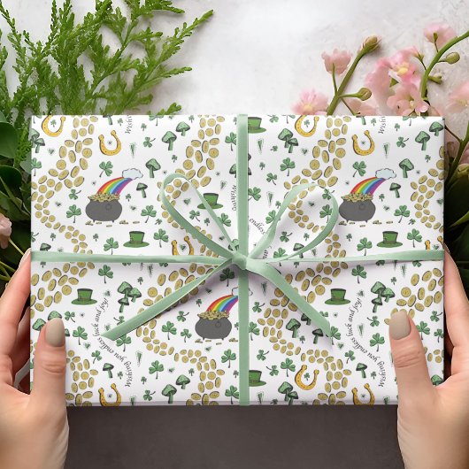 St. Patrick's Day Leprechaun Pot of Gold Geschenkpapier