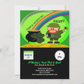 St Patrick's Day Leprechaun, Pot of Gold, Kleeblat Einladung (Vorderseite)