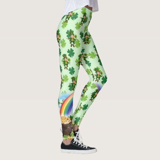 St. Patrick's Day Leprechaun Rainbow Kleeblatts Leggings (Rechts)