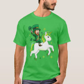 St Patrick's Day Leprechaun Reiten Unicorn Leprico T-Shirt (Vorderseite)
