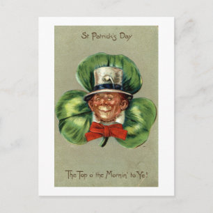 St. Patrick's Day Leprechaun Reproduktion Vintage Postkarte