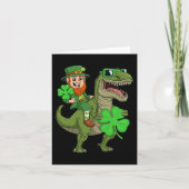 St Patricks Day Leprechaun Riding T Rex Fun Dino B Karte (Vorderseite)