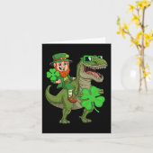 St Patricks Day Leprechaun Riding T Rex Fun Dino B Karte (Gelbe Blume)