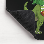 St Patricks Day Leprechaun Riding T Rex Fun Dino B Mousepad (Ecke)