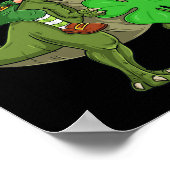 St Patricks Day Leprechaun Riding T Rex Fun Dino B Poster (Ecke)