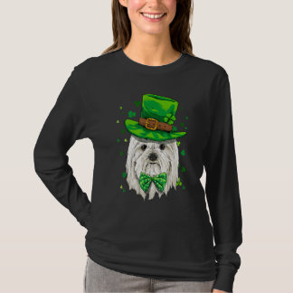 St Patrick's Day Leprechaun Shamrock Maltese Dog   T-Shirt