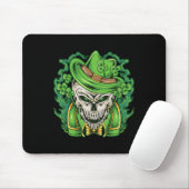 St Patricks Day Leprechaun Skull Kleeblatt Mousepad (Mit Mouse)