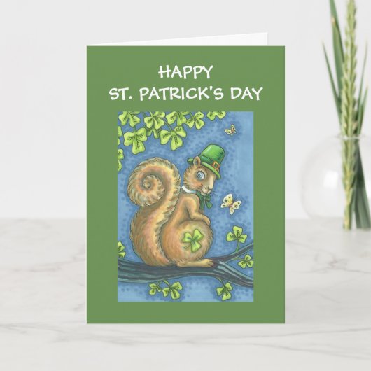 ST. PATRICKS DAY LEPRECHAUN SQUIRREL GREETING CARD KARTE (Vorderseite)