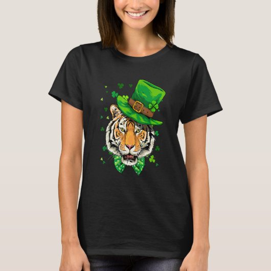 St Patrick's Day Leprechaun Tiger Shamrock Tiger   T-Shirt (Vorderseite)