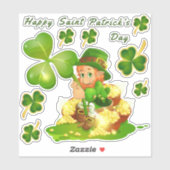 St. Patrick's Day Leprechaun Transparente Aufklebe Aufkleber (Blatt)