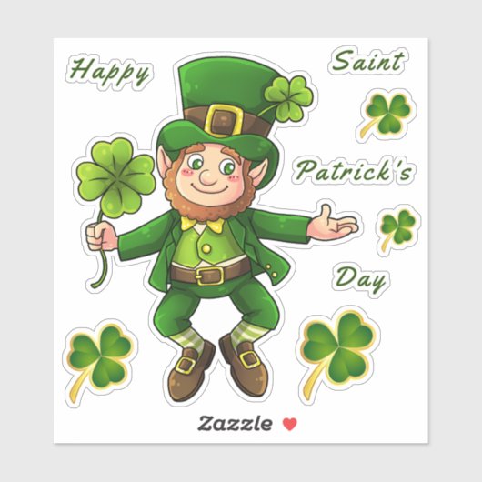 St. Patrick's Day Leprechaun Transparente Aufklebe Aufkleber (Blatt)