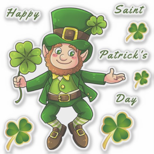 St. Patrick's Day Leprechaun Transparente Aufklebe Aufkleber (Vorderseite)