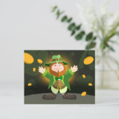 St. Patrick's Day Leprechaun und Gold Postkarte (Stehend Vorderseite)