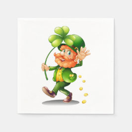 St. Patrick's Day Leprechaun und Goldmünzen Serviette