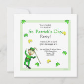 St. Patrick's Day Leprechaun und Kleeblatts Einladung (Vorderseite)