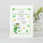 St. Patrick's Day Leprechaun und Kleeblatts Einladung (Stehend Vorderseite)
