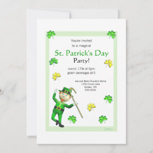 St. Patrick's Day Leprechaun und Kleeblatts Einladung