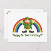 St. Patricks Day Leprechaun und Regenbogen Postkar Postkarte (Vorne/Hinten)