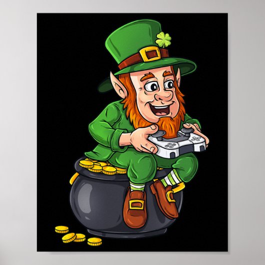 St Patricks Day Leprechaun Video Game Controller B Poster (Vorne)