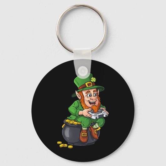 St Patricks Day Leprechaun Video Game Controller B Schlüsselanhänger (Rückseite)