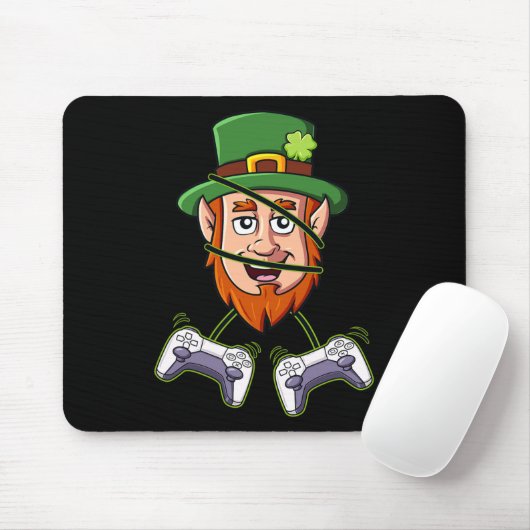 St Patricks Day Leprechaun Video Game Controller Mousepad (Mit Mouse)