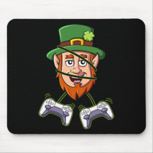 St Patricks Day Leprechaun Video Game Controller Mousepad