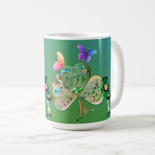 St. Patrick's day Leprechaun w/Name Kaffeetasse (VorderseiteRechts)