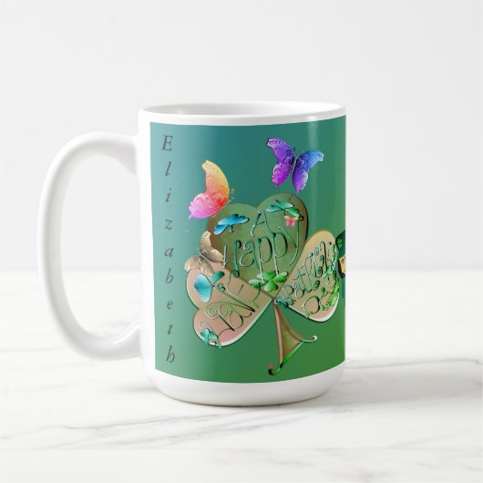 St. Patrick's day Leprechaun w/Name Kaffeetasse (Links)