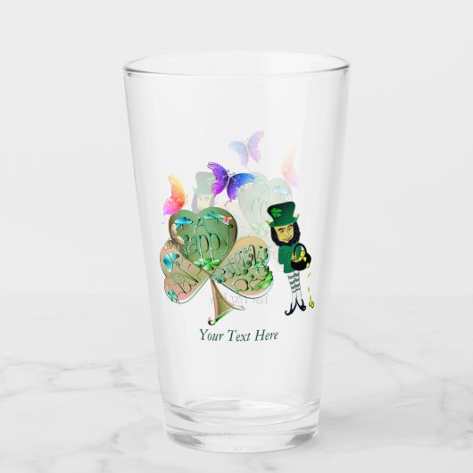 St. Patrick's Day Leprechaun w/Text Glas (Vorderseite)
