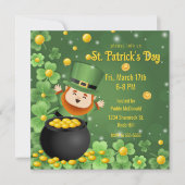 St. Patrick's Day Leprechauns Kleeblatt & Gold Einladung (Vorderseite)