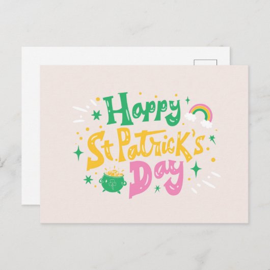 ST. PATRICKS DAY LETTERING POSTKARTE (Vorne/Hinten)