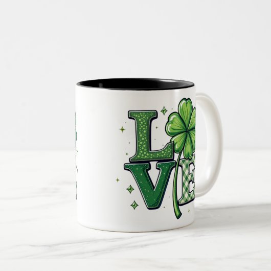 St. Patrick's Day Liebe Clipart Clower Zweifarbige Tasse (VorderseiteRechts)