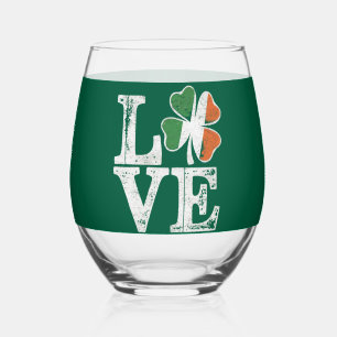 St Patricks Day Liebe Glücklicher Irischer Kleebla Weinglas Ohne Stiel