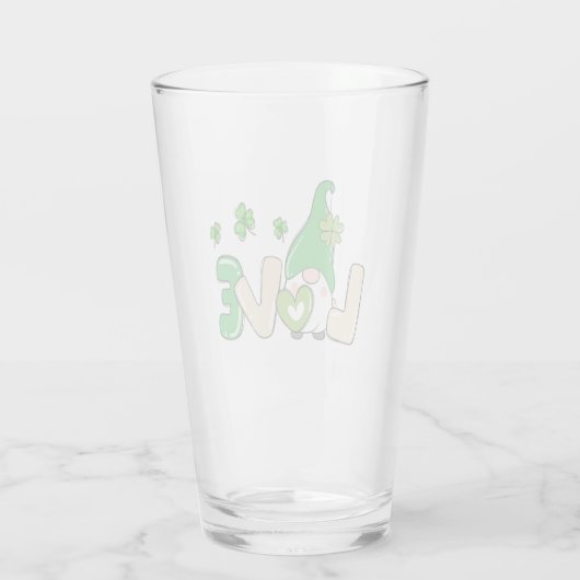 St Patrick's Day Liebe Gnome Glas (Rückseite)