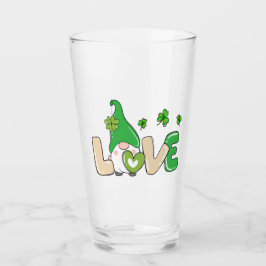 St Patrick's Day Liebe Gnome Glas