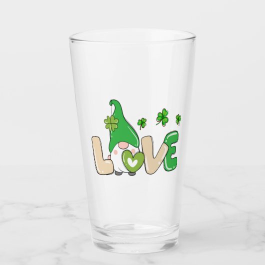 St Patrick's Day Liebe Gnome Glas (Vorderseite)