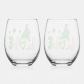 St Patrick's Day Liebe Gnome Weinglas Ohne Stiel (Rückseite)