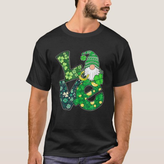 St Patrick's Day Liebe Gnomes Kleeblatt Horseshoe  T-Shirt (Vorderseite)