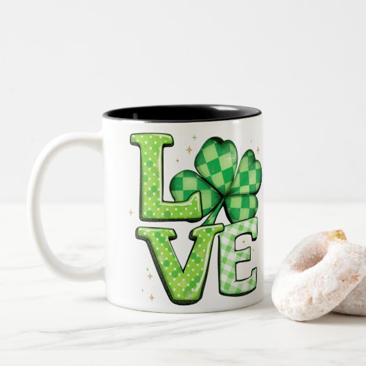 St. Patrick's Day Liebe Green Irish Zweifarbige Tasse (Mit Donut)