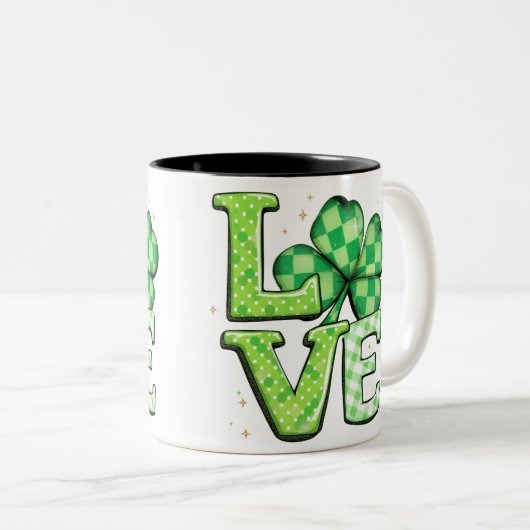 St. Patrick's Day Liebe Green Irish Zweifarbige Tasse (VorderseiteRechts)