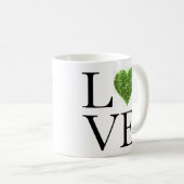 St. Patrick's Day | LIEBE | Grün glitzerndes Herz Kaffeetasse (VorderseiteRechts)