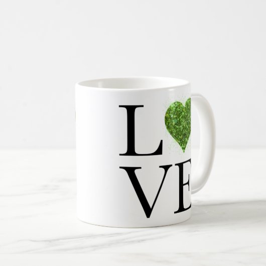 St. Patrick's Day | LIEBE | Grün glitzerndes Herz Kaffeetasse (VorderseiteRechts)