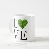 St. Patrick's Day | LIEBE | Grün glitzerndes Herz Kaffeetasse (Vorderseite Links)