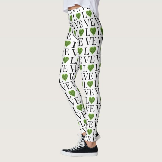 St. Patrick's Day | LIEBE | Grün glitzerndes Herz Leggings (Links)