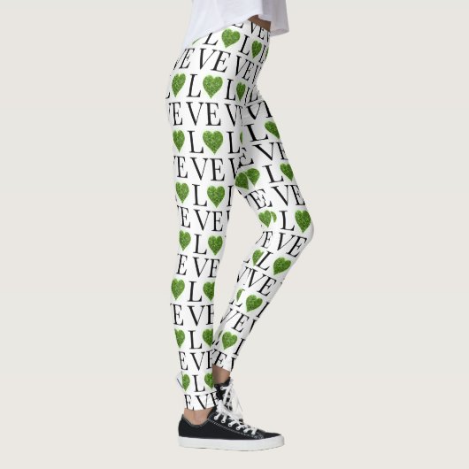 St. Patrick's Day | LIEBE | Grün glitzerndes Herz Leggings (Rechts)